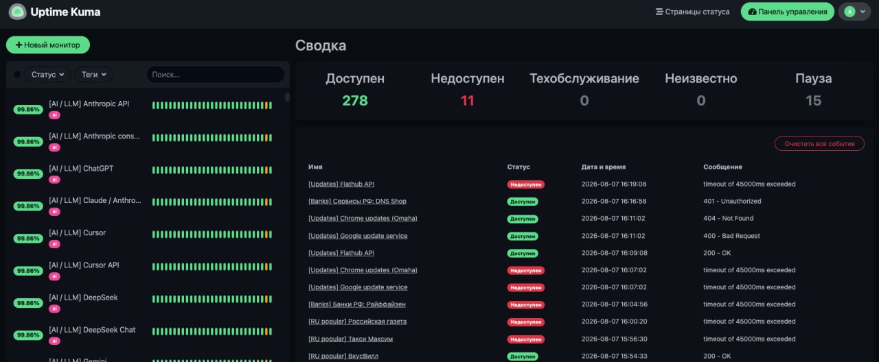 Врезка: статус-страница Netscan